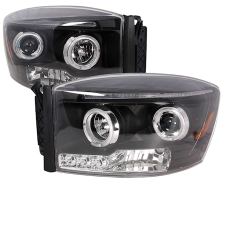 SPEC-D TUNING 06-08 Dodge Ram Halo LED Projector Black 2LHP-RAM06JM-TM